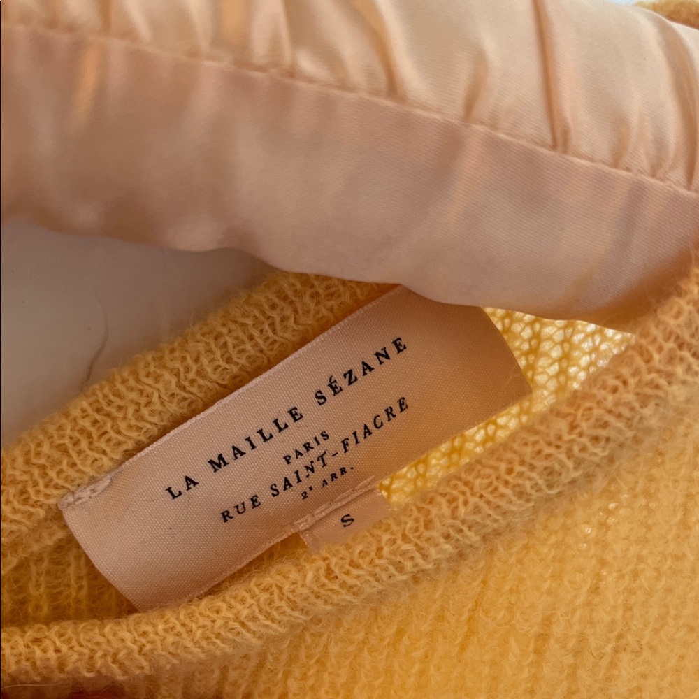 Sezane Yellow Cropped Button Cardigan - Picture 7 of 7